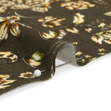 Gauzy Viscose Crepe Print - Charcoal, Green and Brown Jacobean Floral - Mood Exclusive Wooded Wonders