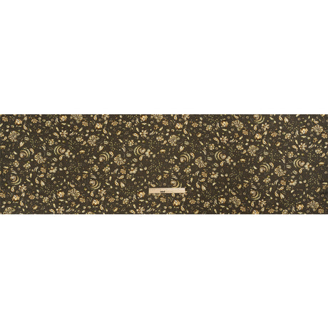 Gauzy Viscose Crepe Print - Charcoal, Green and Brown Jacobean Floral - Mood Exclusive Wooded Wonders
