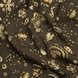 Gauzy Viscose Crepe Print - Charcoal, Green and Brown Jacobean Floral - Mood Exclusive Wooded Wonders