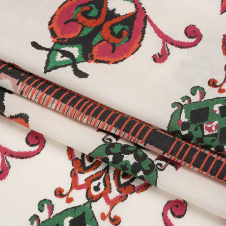 Tencel Woven Print - Red, Green and White Intricate Abstracts - Mood Exclusive Table Settings