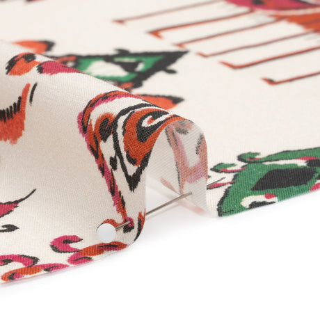 Tencel Woven Print - Red, Green and White Intricate Abstracts - Mood Exclusive Table Settings