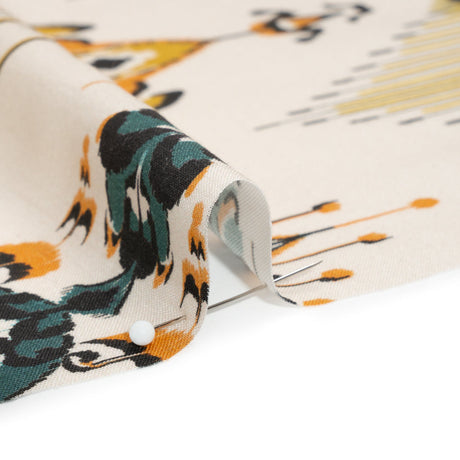 Tencel Woven Print - Yellow, Teal and White Intricate Abstracts - Mood Exclusive Table Settings