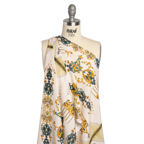 Tencel Woven Print - Yellow, Teal and White Intricate Abstracts - Mood Exclusive Table Settings