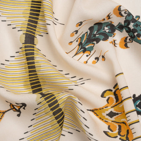 Tencel Woven Print - Yellow, Teal and White Intricate Abstracts - Mood Exclusive Table Settings
