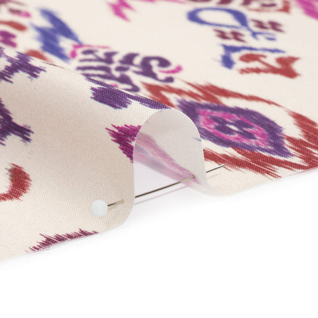 Tencel Woven Print - Magenta, Purple and White Fanciful Ikat Florals - Mood Exclusive Raindrops on Roses