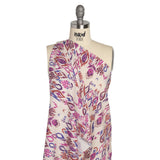 Tencel Woven Print - Magenta, Purple and White Fanciful Ikat Florals - Mood Exclusive Raindrops on Roses