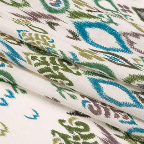 Tencel Woven Print - Forest Green and Teal Fanciful Ikat Florals - Mood Exclusive Raindrops on Roses