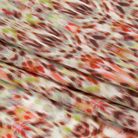 Tencel Woven Print - Brown, Red and Lime Green Blurred Abstract - Mood Exclusive Powerfully Prismatic