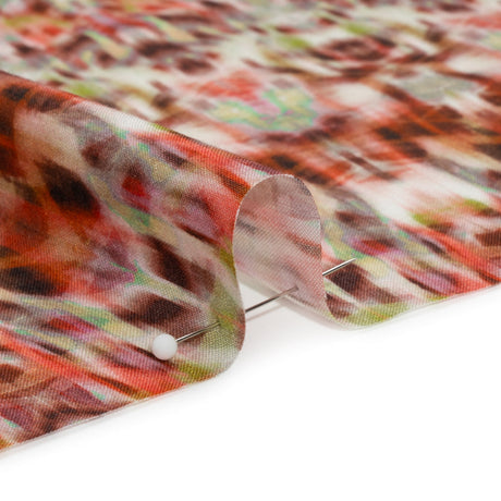 Tencel Woven Print - Brown, Red and Lime Green Blurred Abstract - Mood Exclusive Powerfully Prismatic