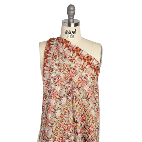 Tencel Woven Print - Brown, Red and Lime Green Blurred Abstract - Mood Exclusive Powerfully Prismatic