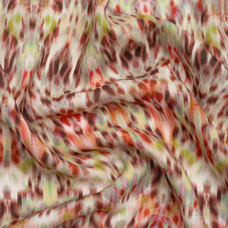 Tencel Woven Print - Brown, Red and Lime Green Blurred Abstract - Mood Exclusive Powerfully Prismatic