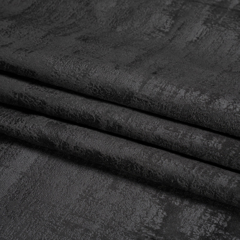 Kasa Black Crosshatching Embossed Knit Velvet