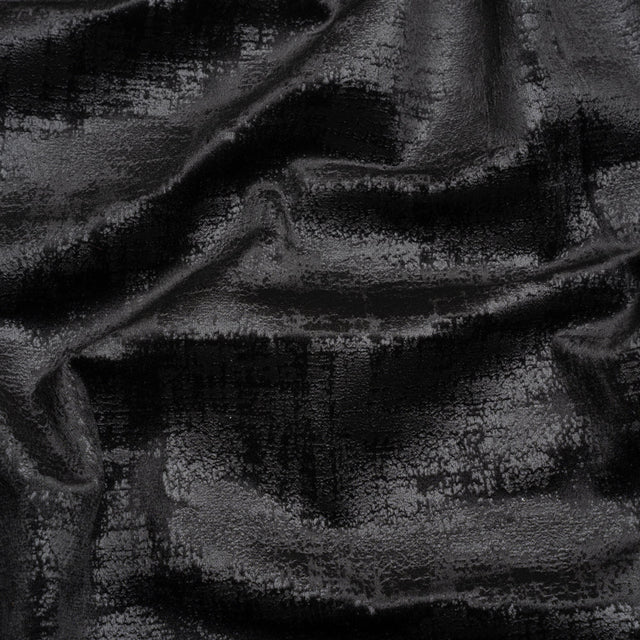 Kasa Black Crosshatching Embossed Knit Velvet