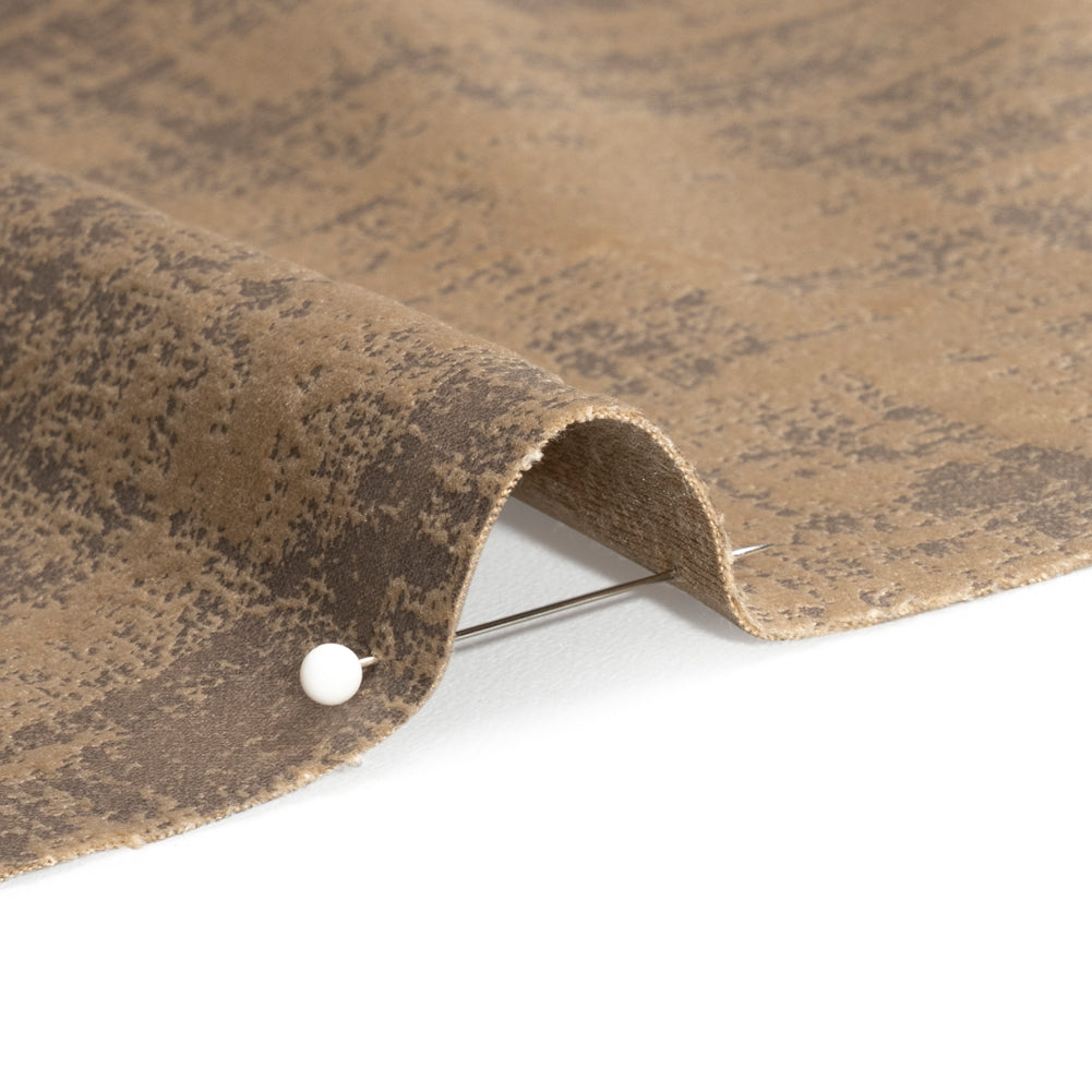 Kasa Tan Crosshatching Embossed Knit Velvet