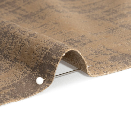 Kasa Tan Crosshatching Embossed Knit Velvet