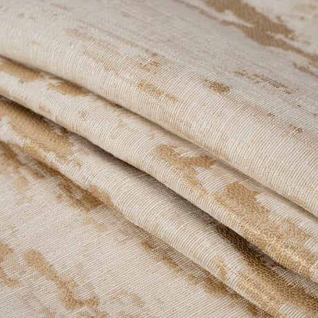Ivory and Gold Abstract Viscose, Polyester and Linen Drapery Jacquard