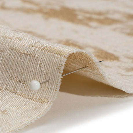 Ivory and Gold Abstract Viscose, Polyester and Linen Drapery Jacquard
