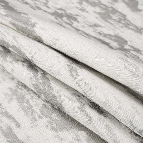 White and Silver Abstract Viscose, Polyester and Linen Drapery Jacquard
