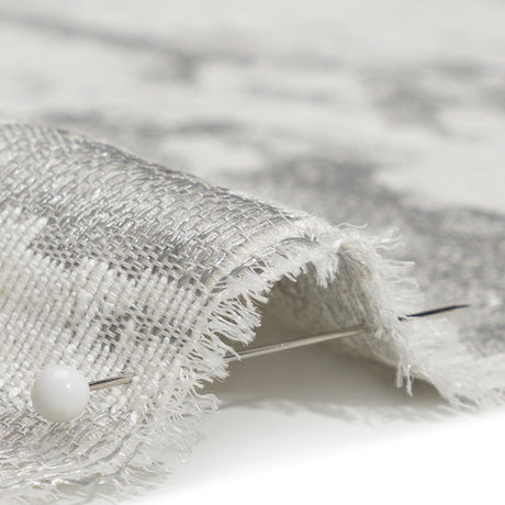 White and Silver Abstract Viscose, Polyester and Linen Drapery Jacquard