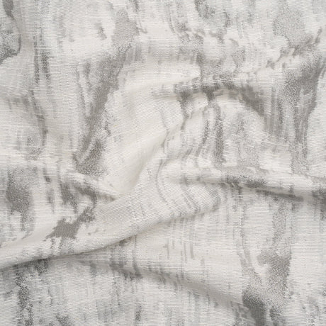 White and Silver Abstract Viscose, Polyester and Linen Drapery Jacquard