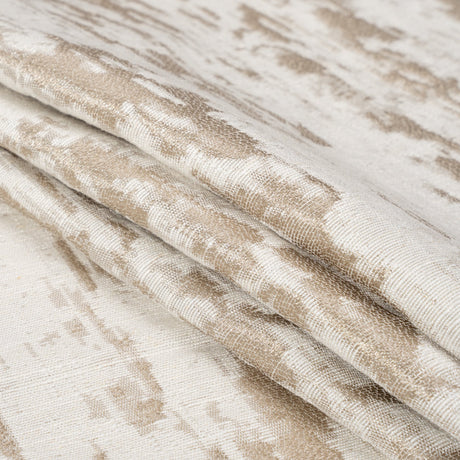 Ivory and Taupe Abstract Viscose, Polyester and Linen Drapery Jacquard