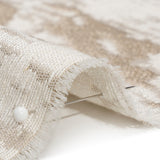 Ivory and Taupe Abstract Viscose, Polyester and Linen Drapery Jacquard