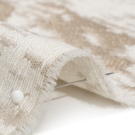Ivory and Taupe Abstract Viscose, Polyester and Linen Drapery Jacquard