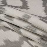 White and Silver Geometric Ikat Viscose, Polyester and Linen Drapery Jacquard