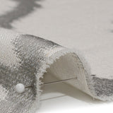 White and Silver Geometric Ikat Viscose, Polyester and Linen Drapery Jacquard