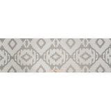 White and Silver Geometric Ikat Viscose, Polyester and Linen Drapery Jacquard