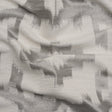 White and Silver Geometric Ikat Viscose, Polyester and Linen Drapery Jacquard