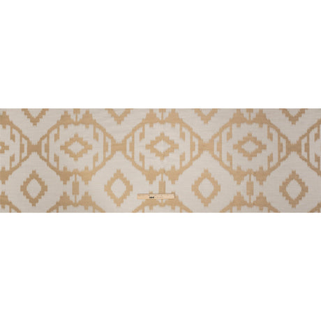 Ivory and Gold Geometric Ikat Viscose, Polyester and Linen Drapery Jacquard