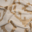 Ivory and Gold Geometric Ikat Viscose, Polyester and Linen Drapery Jacquard