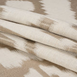 Ivory and Taupe Geometric Ikat Viscose, Polyester and Linen Drapery Jacquard