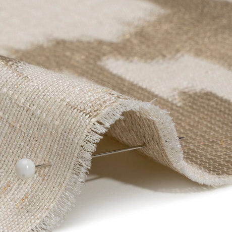 Ivory and Taupe Geometric Ikat Viscose, Polyester and Linen Drapery Jacquard