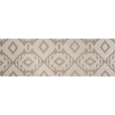 Ivory and Taupe Geometric Ikat Viscose, Polyester and Linen Drapery Jacquard
