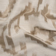 Ivory and Taupe Geometric Ikat Viscose, Polyester and Linen Drapery Jacquard