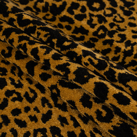 Gold and Black Leopard Spots Viscose and Polyester Upholstery Chenille
