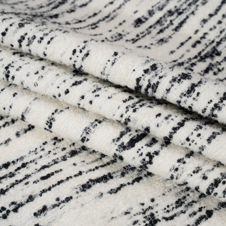 Ivory and Black Striated Wool and Polyester Boucle