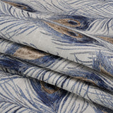 Indigo Peacock Feathers Upholstery Jacquard