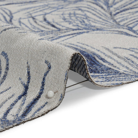 Indigo Peacock Feathers Upholstery Jacquard