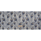 Indigo Peacock Feathers Upholstery Jacquard
