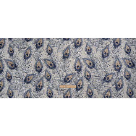Indigo Peacock Feathers Upholstery Jacquard