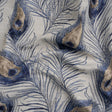 Indigo Peacock Feathers Upholstery Jacquard