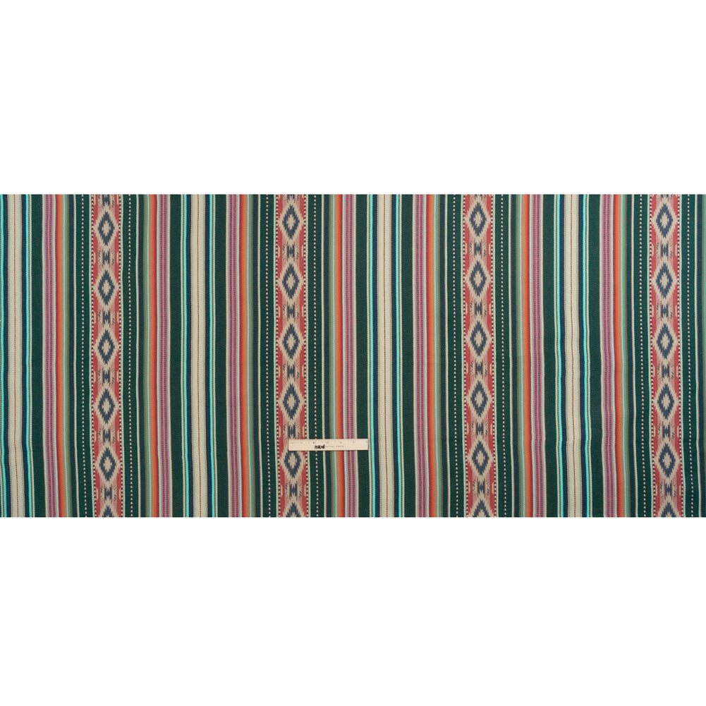 Arizona Teal Spiked Diamonds Southwestern Stripe Cotton Twill