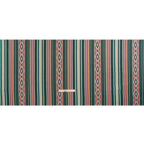 Arizona Teal Spiked Diamonds Southwestern Stripe Cotton Twill