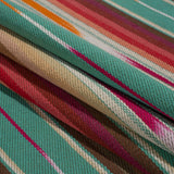 Arizona Turquoise, Brown and Pink Ikat Stripes Cotton Twill