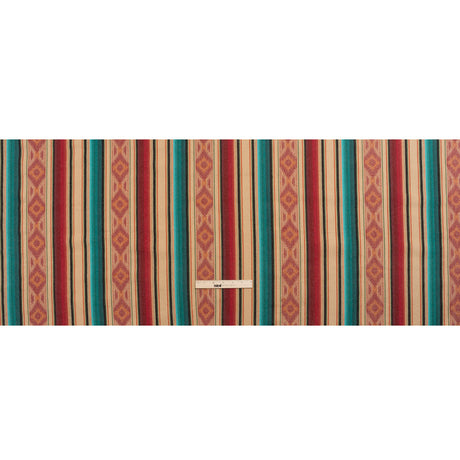 Arizona Red, Beige and Turquoise Diamond and Ombre Stripes Cotton Twill