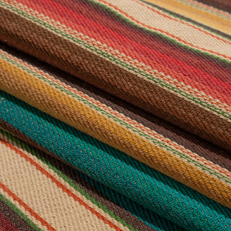Arizona Red, Yellow Ochre and Turquoise Gradient Stripes Cotton Twill