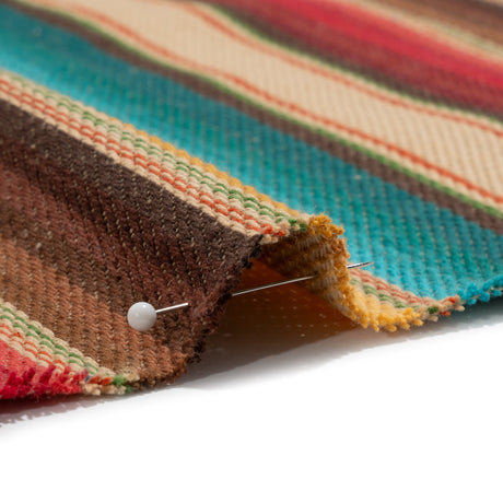 Arizona Red, Yellow Ochre and Turquoise Gradient Stripes Cotton Twill